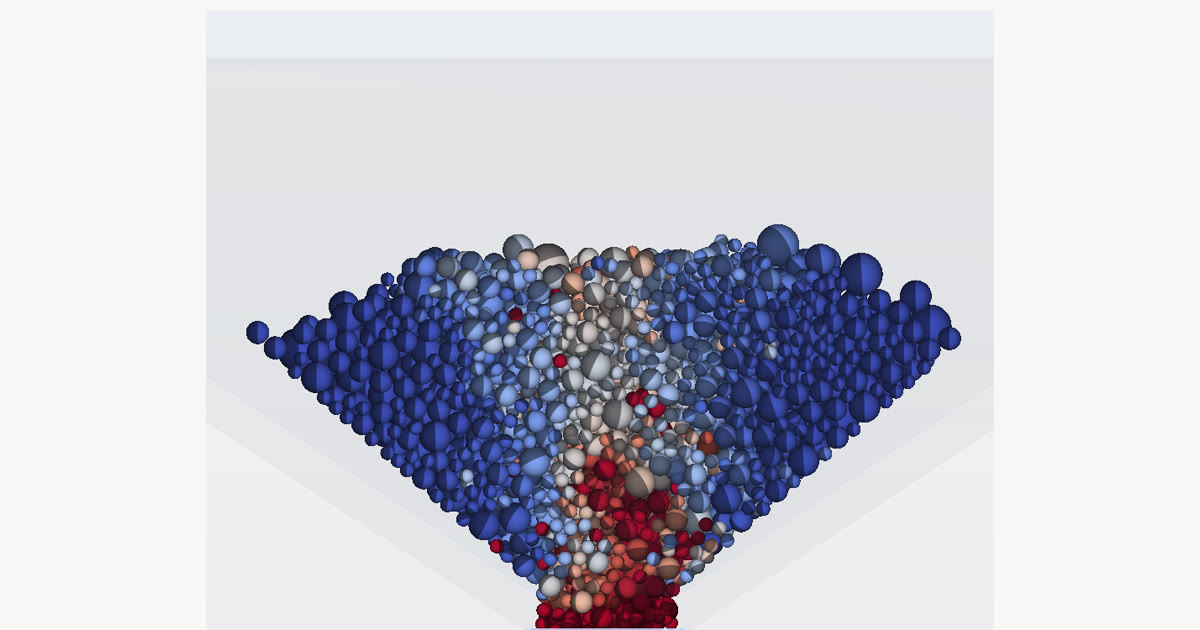 Pile discharge simulated with discrete elements